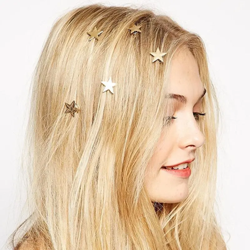 1Pcs2016 Latest Gold Stars Coil Spring Clips Hairpin Hair Jewelry For Woman Girl Head Accessories Wedding 1