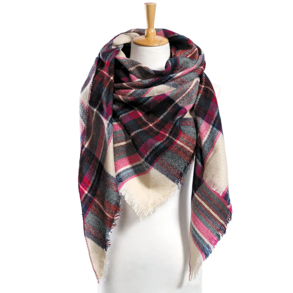 Top Quality Winter Scarf Plaid Scarf Designer Unisex Acrylic Basic Shawls Women's Scarves Hot Sale Vs051 1