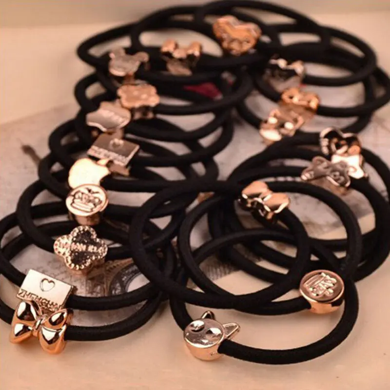 10 Pcs New Korean Fashion Women Hair Accessories Cute Black Elastic Hair Bands Girl Hairband Hair Rope Gum Rubber Band 1