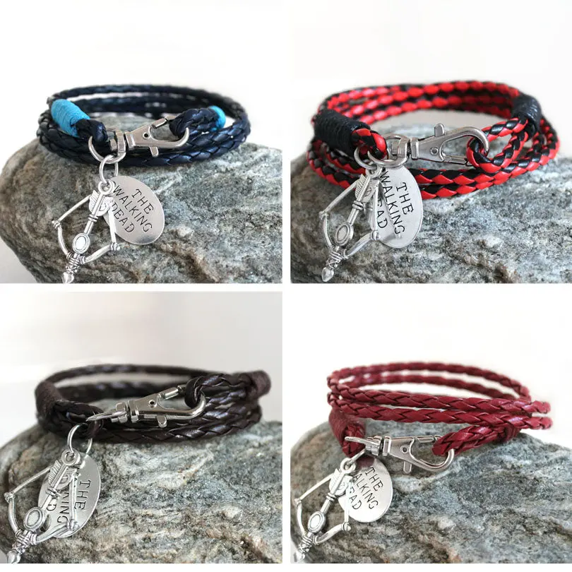 Fashion Jewelry The Walking Dead Pu Leather Charm Friendship Bracelets & Bangles Daryl Dixon Crossbow Cowboys Men Jewelry Gifts 1