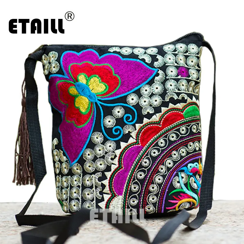 Ethnic Hmong Boho Indian Embroidered Small Shoulder Bag Handmade Fabric Embroidery Logo Luxury Brand Crossbody Bags For Women 1