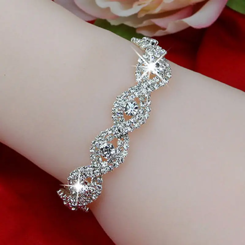 Elegant Deluxe Silver Rhinestone Crystal Bracelet 1