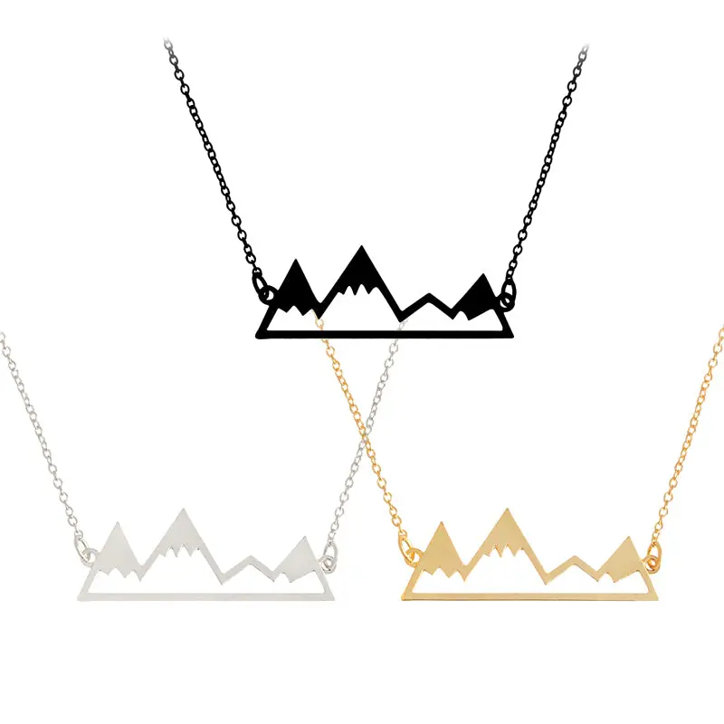 Gold/Silver Minimalist Mountain Top Pendant Snowy Mountain Necklace Hiking Outdoor Travel Jewelry Mountains Climbing Gifts 1