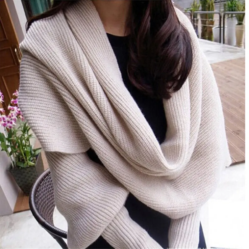 Fashion Woman Scarves Shawls Women Scarves Solid Sleeves Scarf Winter Warm Knitting Long Soft Wraps Scarves Novelty Kh851919 1