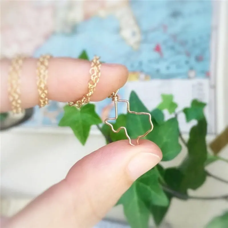 2015 Fashion Trendy Usa Map Texas Georgia Alabama State Pendant Necklace Small Charm Cowgirl Necklaces Wholesale Texas Necklace 1