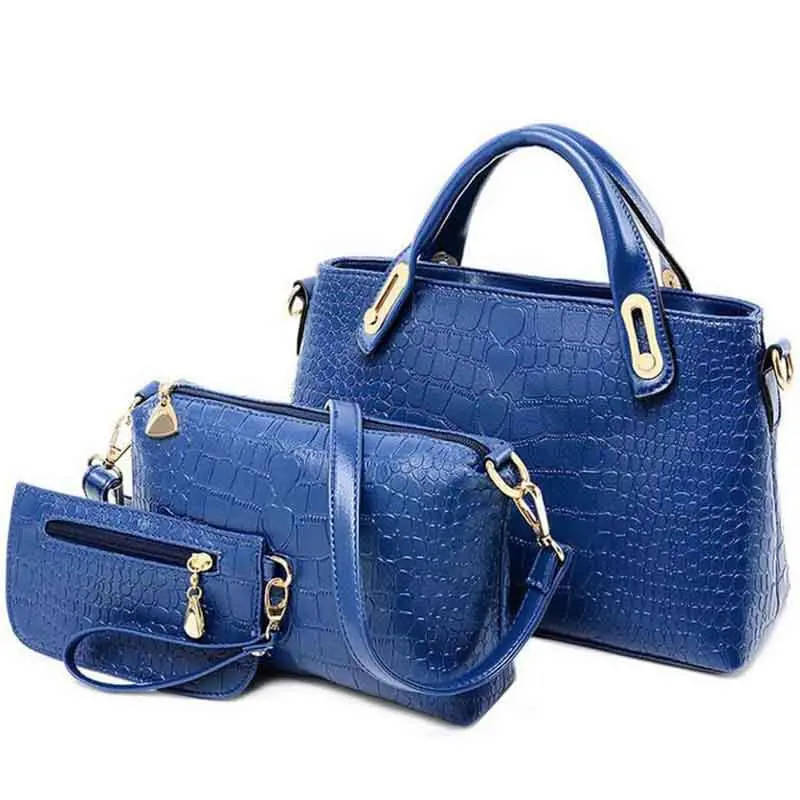 Big Bag Bolsas Femininas New Minimalist Luxury Crocodile Pattern Fashion Women Handbag  Pu Leather Bag 3 Pieces 1