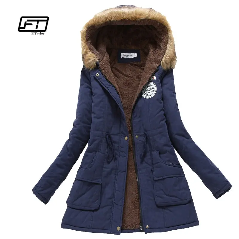 New Winter Military Coats Women Cotton Wadded Hooded Jacket Medium-Long Casual Parka Thickness Plus Size Xxxl Quilt Snow Outwear 1