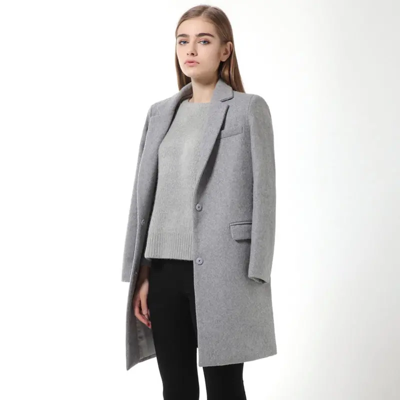 2017 Hot Sale Woman Wool Coat High Quality Winter Jacket Women Slim Woolen Long Cashmere Coats Cardigan Jackets Elegant Blend 1