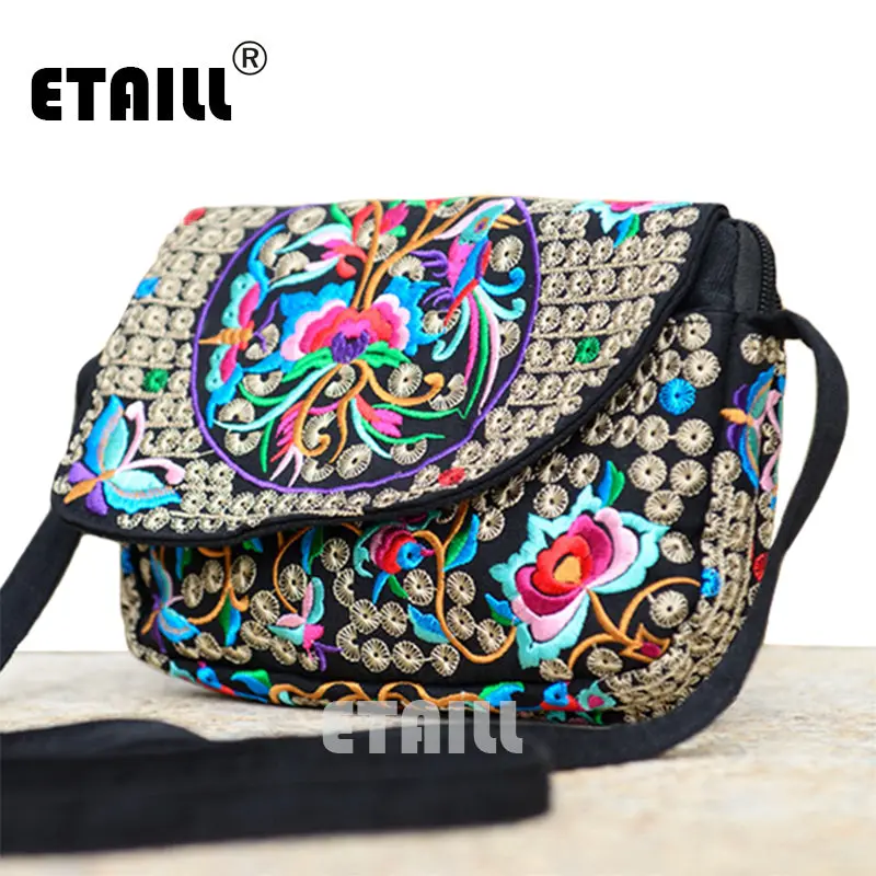 Hot Ethnic Hmong Boho Indian Embroidered Small Shoulder Bag Handmade Fabric Embroidery Crossbody Bags Luxury Brand Messenger Bag 1