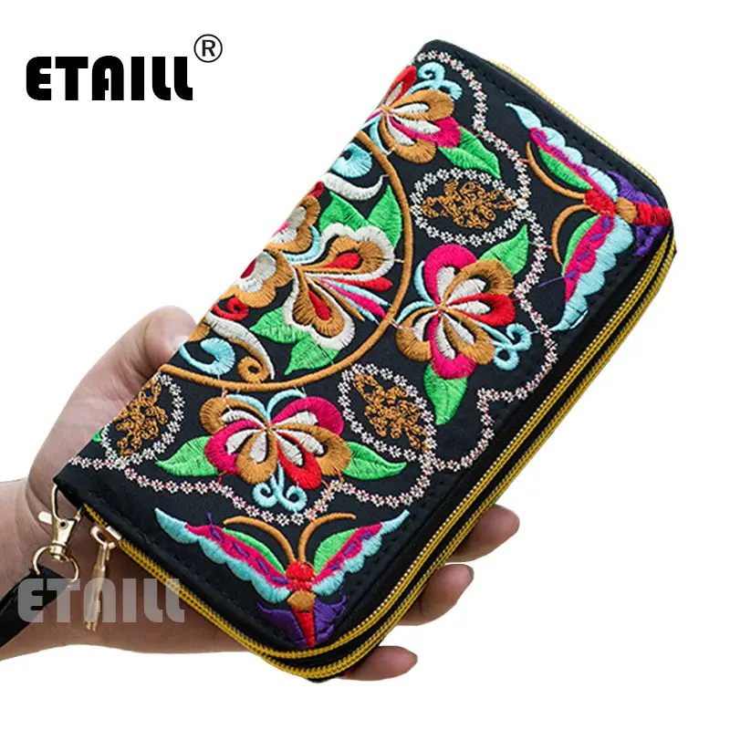 Peacock Thailand Boho Embroidered Purse Female Clutch Long Wallet Coin Bag Lady Mobile Phone Bag Luxury Brand Wallet Woman 2016 1