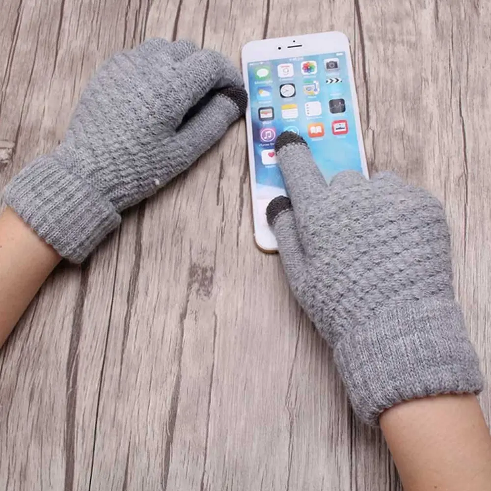 Smartphone Screen Gloves Women Girl Female Stretch Knitted Gloves Mittens Winter Thick Warm Accessories Woolen Guantes F3 1
