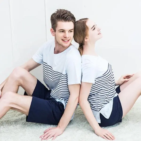 Summer Short-Sleeve Striped Lovers Matching Set 1