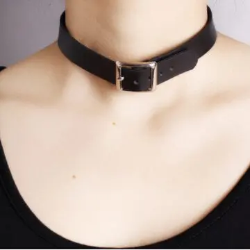 2016 Harajuku Punk Rock Leather Collar Necklace Goth Grunge Leather Torques Collar Gothic Choker Necklace Brincos Gift 1
