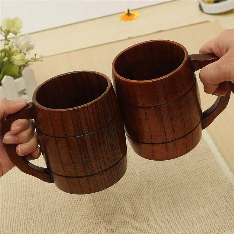 Big Promotion! Eco-Friendly 400Ml Classical Wooden Beer Tea Coffee Cup Mug Water Bottle Heatproof Home Office Party Drinkware 1