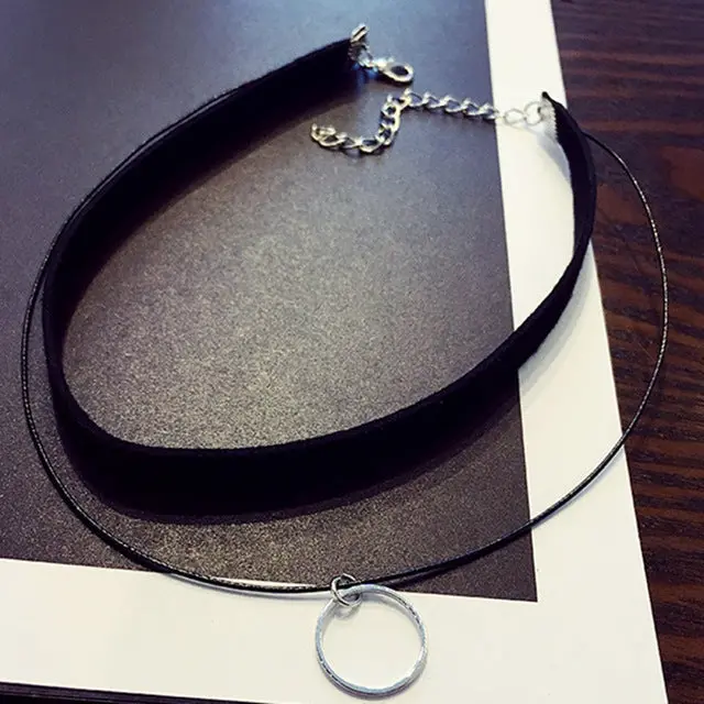 Gothic Lolita Punk Triangle Choker Necklace Black Velvet Steampunk Tattoo Necklaces Torques Jewellery Clavicle Colar Bijoux Hot 4
