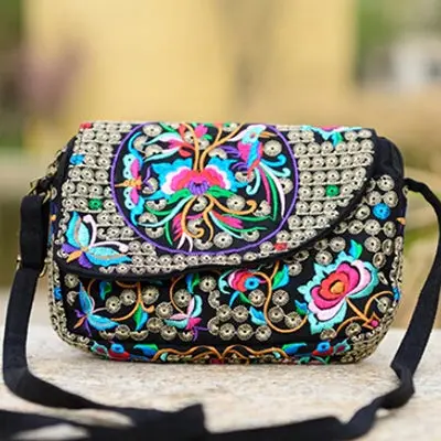 Hot Ethnic Hmong Boho Indian Embroidered Small Shoulder Bag Handmade Fabric Embroidery Crossbody Bags Luxury Brand Messenger Bag 3