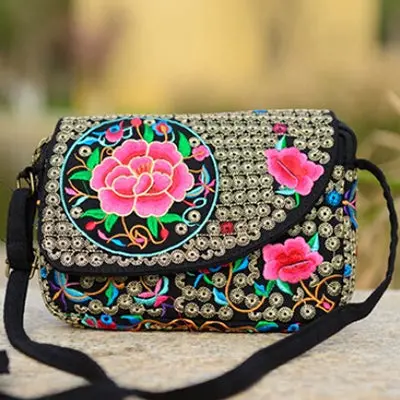Hot Ethnic Hmong Boho Indian Embroidered Small Shoulder Bag Handmade Fabric Embroidery Crossbody Bags Luxury Brand Messenger Bag 4