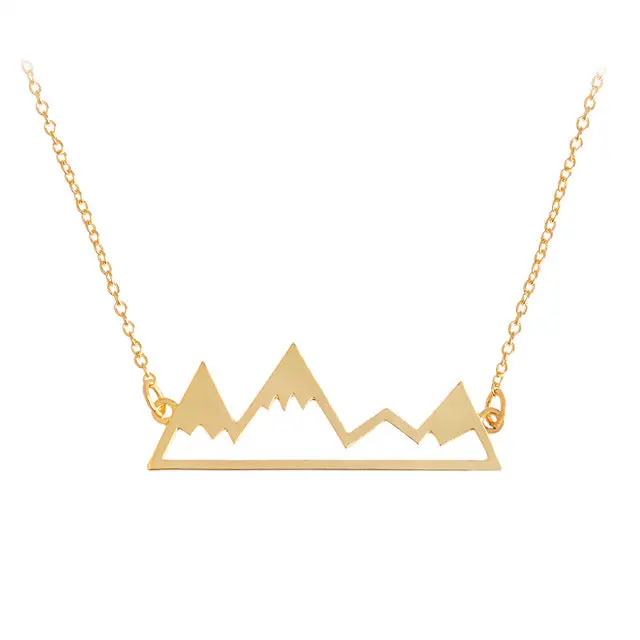 Gold/Silver Minimalist Mountain Top Pendant Snowy Mountain Necklace Hiking Outdoor Travel Jewelry Mountains Climbing Gifts 3
