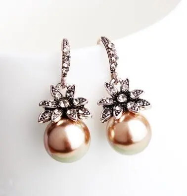 New Fashion Luxury Vintage Sun Flower Pearl Drop Earrings For Women Fine Jewelry Accessory Brincos High Quality Xy-E144 2