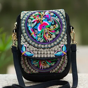 Hmong Ethnic Boho Hobo Embroidery Shoppers Bag Women's Shoulder Brand Messenger Bags Logo Indian Thailand Embroidered Handbag 4