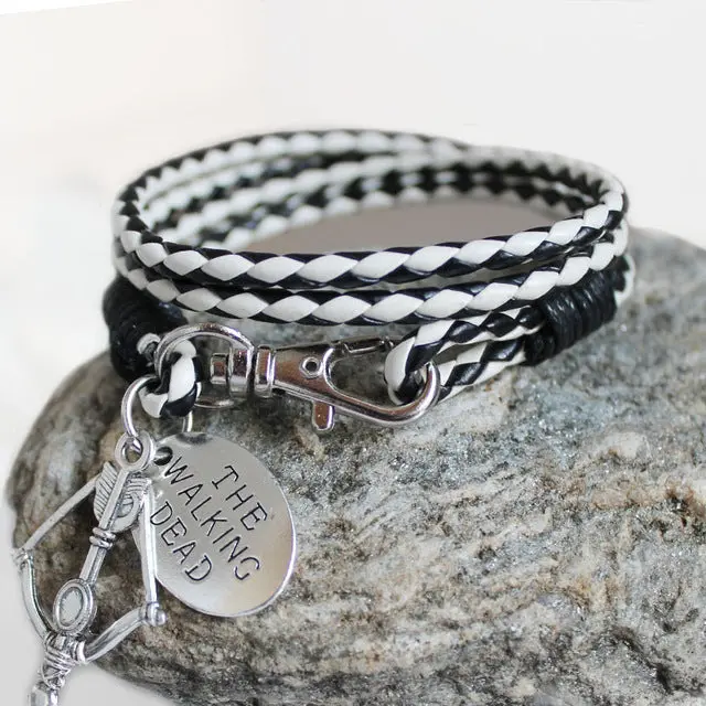 Fashion Jewelry The Walking Dead Pu Leather Charm Friendship Bracelets & Bangles Daryl Dixon Crossbow Cowboys Men Jewelry Gifts 8