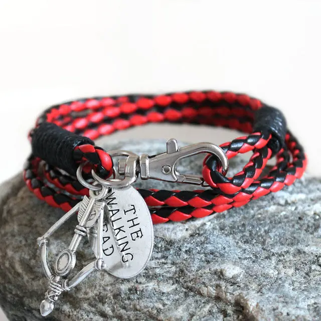 Fashion Jewelry The Walking Dead Pu Leather Charm Friendship Bracelets & Bangles Daryl Dixon Crossbow Cowboys Men Jewelry Gifts 7
