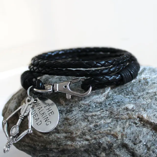 Fashion Jewelry The Walking Dead Pu Leather Charm Friendship Bracelets & Bangles Daryl Dixon Crossbow Cowboys Men Jewelry Gifts 4