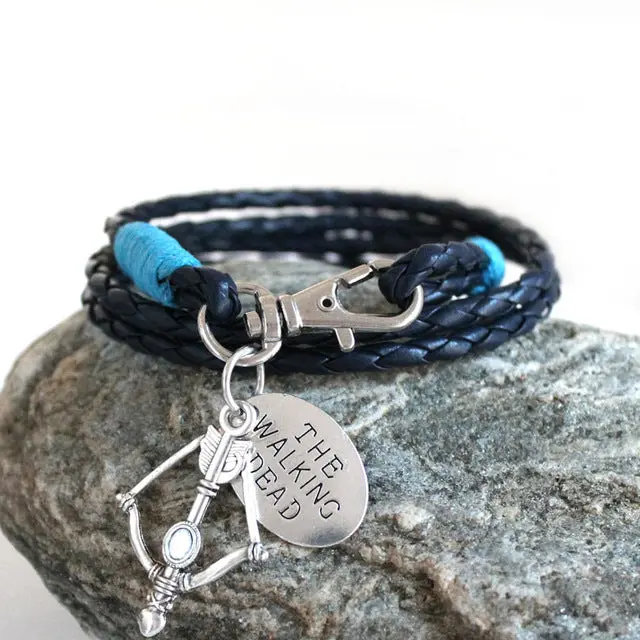 Fashion Jewelry The Walking Dead Pu Leather Charm Friendship Bracelets & Bangles Daryl Dixon Crossbow Cowboys Men Jewelry Gifts 6
