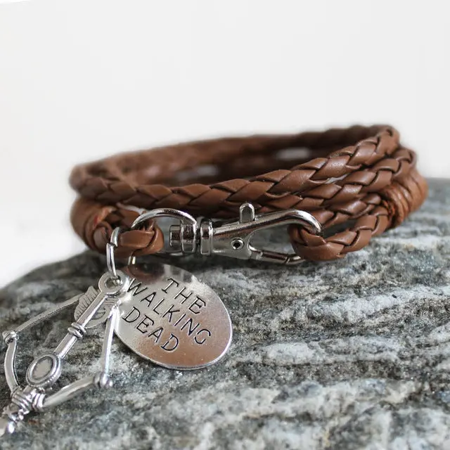 Fashion Jewelry The Walking Dead Pu Leather Charm Friendship Bracelets & Bangles Daryl Dixon Crossbow Cowboys Men Jewelry Gifts 9