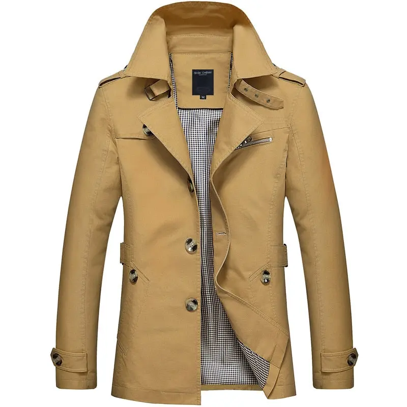 Korean Overcoat Khaki Black Plus Size Xxxl Xxxxl 5Xl British Style Slim Fit Trench Coat Long Men New Spring 2017 Man Windbreaker 1