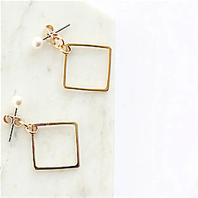 The Pendants Square Contracted Fashion Minimalist Geometric Triangle Circle Pearl Earring Eardrop Female Accessories 5