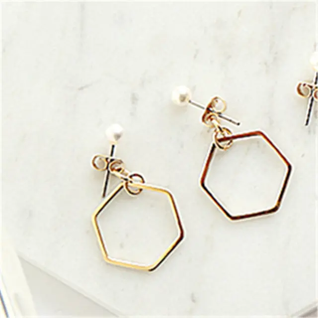 The Pendants Square Contracted Fashion Minimalist Geometric Triangle Circle Pearl Earring Eardrop Female Accessories 7