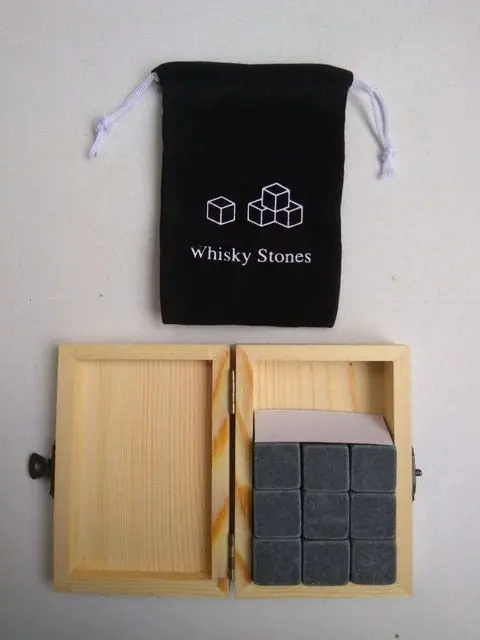 3 Colors 9Pcs/Set Whiskey Stones With Wooden Box+Velvet Bag Whisky Whiskey Rocks Stones Cube Stone Wooden Box Free Shipping 3