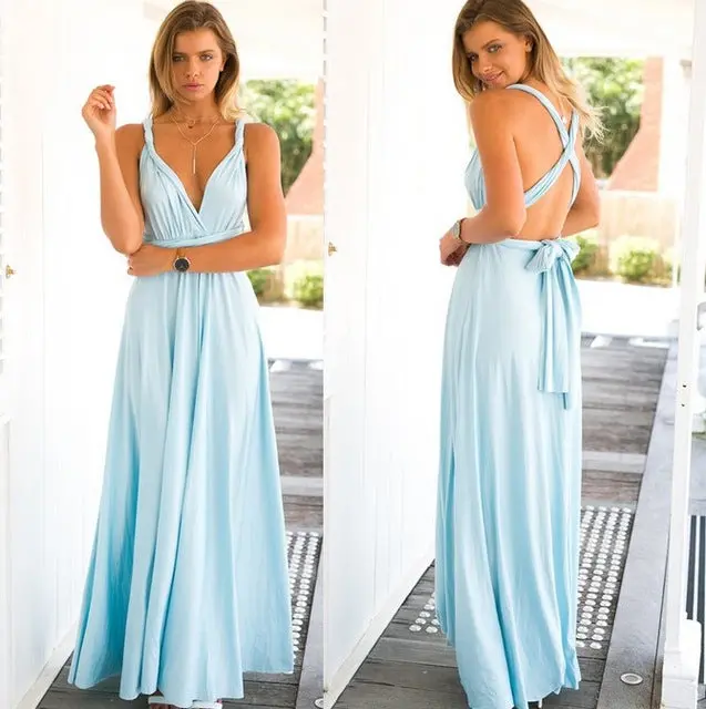 Multiway Wear Women Maxi Dress Sexy Bandage Off Shoulder Long Dress Bridesmaids Convertible Dress Fs0210 13