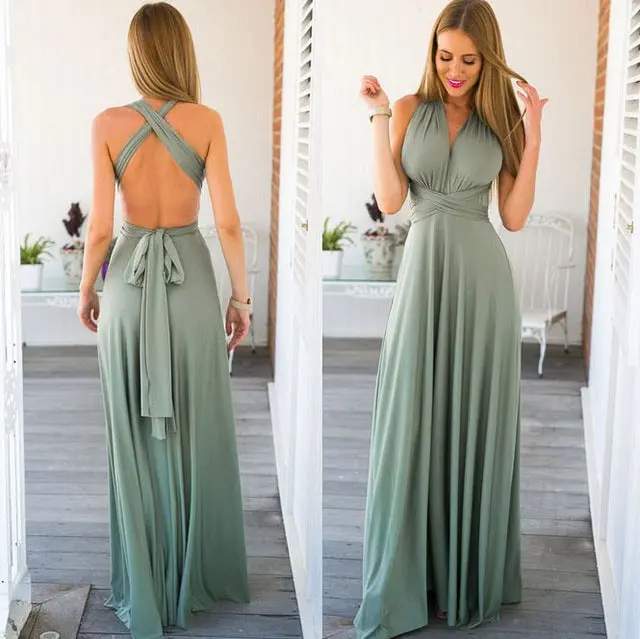 Multiway Wear Women Maxi Dress Sexy Bandage Off Shoulder Long Dress Bridesmaids Convertible Dress Fs0210 17