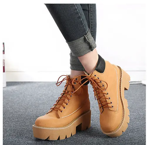 Pxelena Gothic-Ankle Boots for Women – Punk-Inspired Lace-Up Design with Chunky Platform, Square Block Heel & Rounded Toe - Image 7