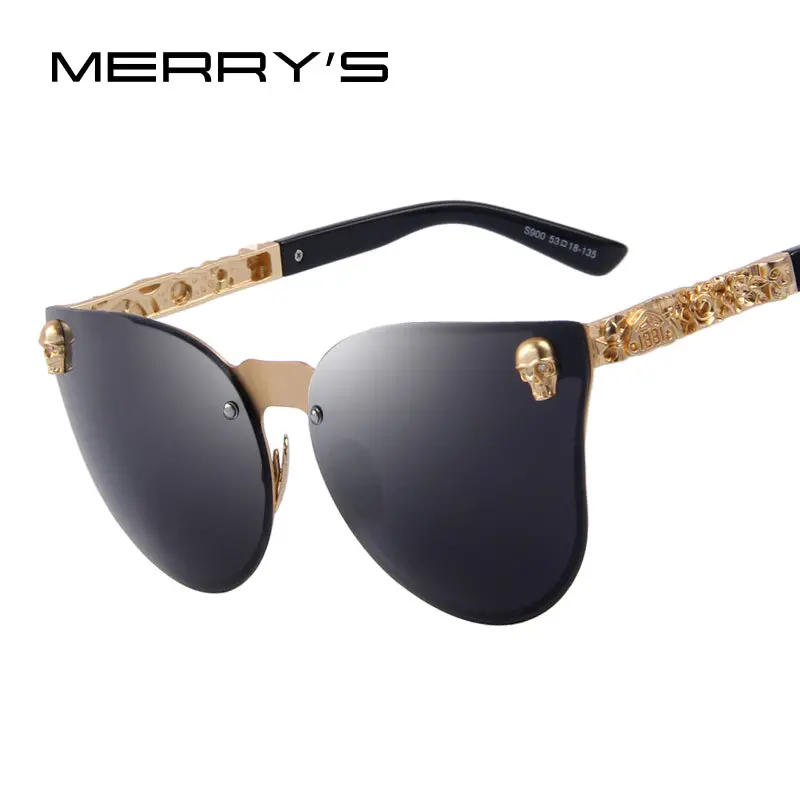 Merry's Fashion Women Gothic Eyewear Skull Frame Metal Temple Oculos De Sol Uv400 1