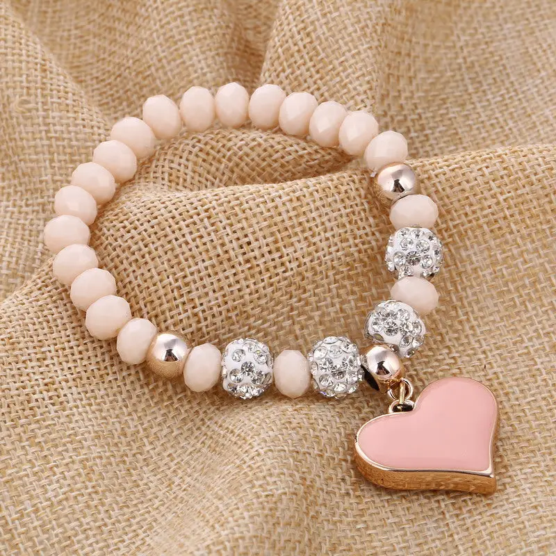 Zoshi Romantic Vintage Bracelets For Women Heart Pendant Bracelets With Crystal Shambhala Beads Fit Pan Bracelets Jewelry 1