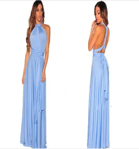 Elegant and adaptable maxi dress for women featuring an off-shoulder bandage design, seamless multiway wear options, and a sleek silhouette—ideal for bridesmaids, weddings, or special occasions. Model FS0210. - Image 10