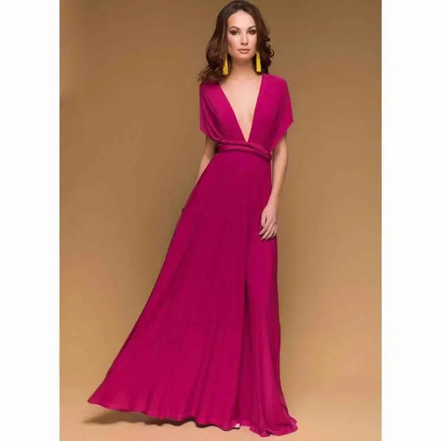 Elegant and adaptable maxi dress for women featuring an off-shoulder bandage design, seamless multiway wear options, and a sleek silhouette—ideal for bridesmaids, weddings, or special occasions. Model FS0210. - Image 19