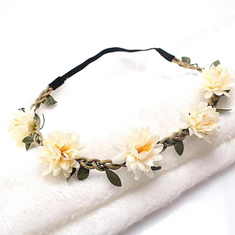 M Mism New Woman Flower Headband Bride Wedding Hair Bands Accessories Girls Bohemian Garland Summer Beach Head Bands Headdress 1