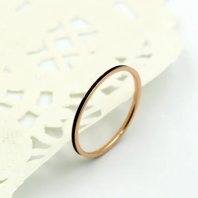 Martick Minimalist Ring 316L Stainless Steel With Black White Drop Oil Round Shape Jiont Ring For Lady Jewelry R32 1