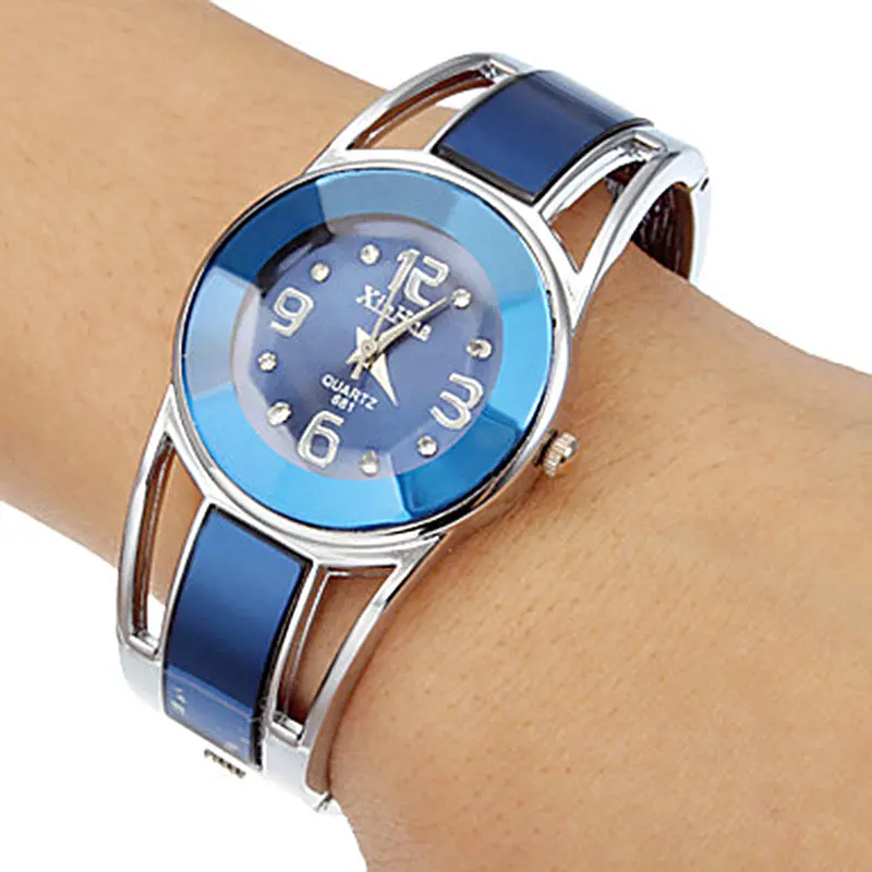 2017 Hot Sell Xinhua Bracelet Watch Women Blue Luxury Brand Stainless Steel Dial Quartz Wristwatches Ladies Fashion Watches 1