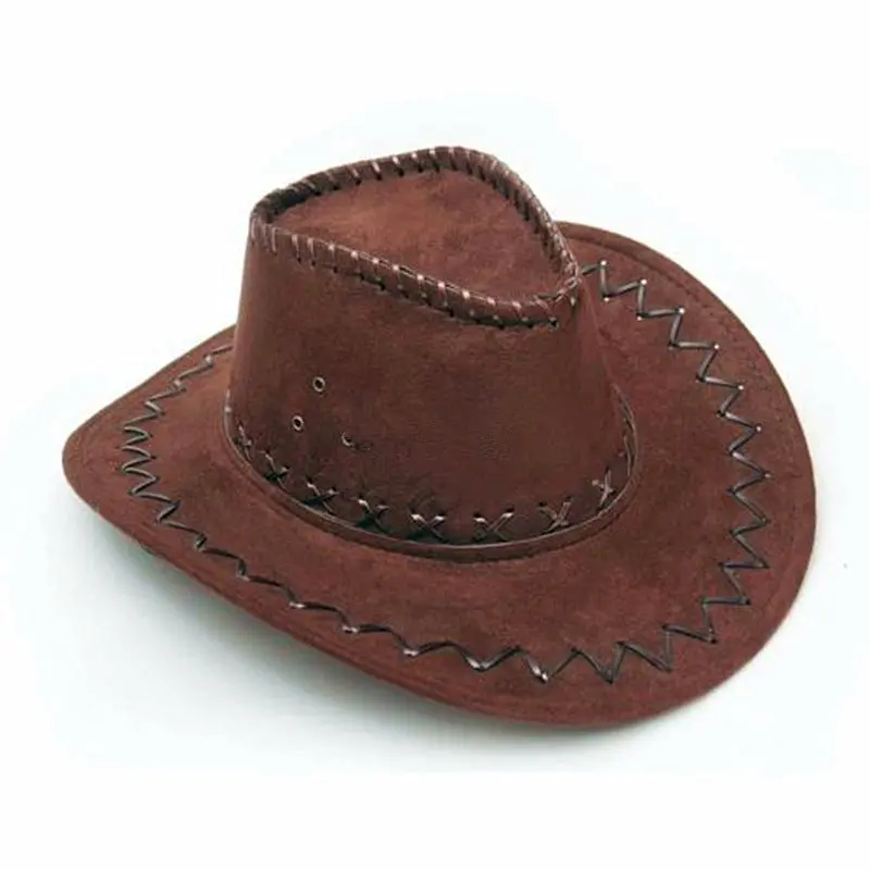 Cowboy Hat Suede Look Wild West Fancy Dress Men Ladies Cowgirl Unisex Hat Hot 2016 New Coffee 1
