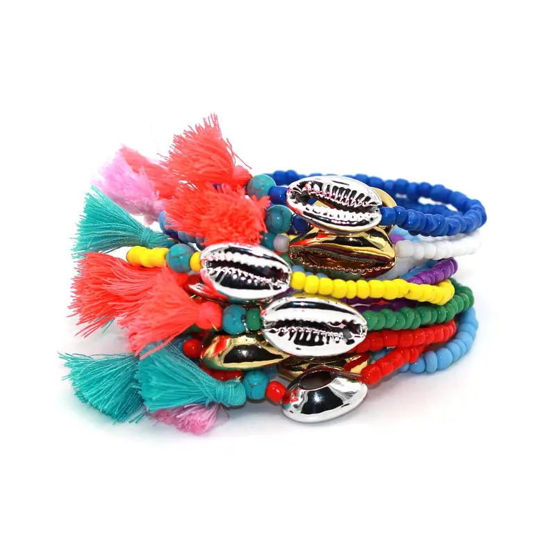 Alloy Sea Shell Tassel Natural Stone Bead Boho Bracelet For Women Men Jewelry Fashion Accessory Pulseras Mujer 1