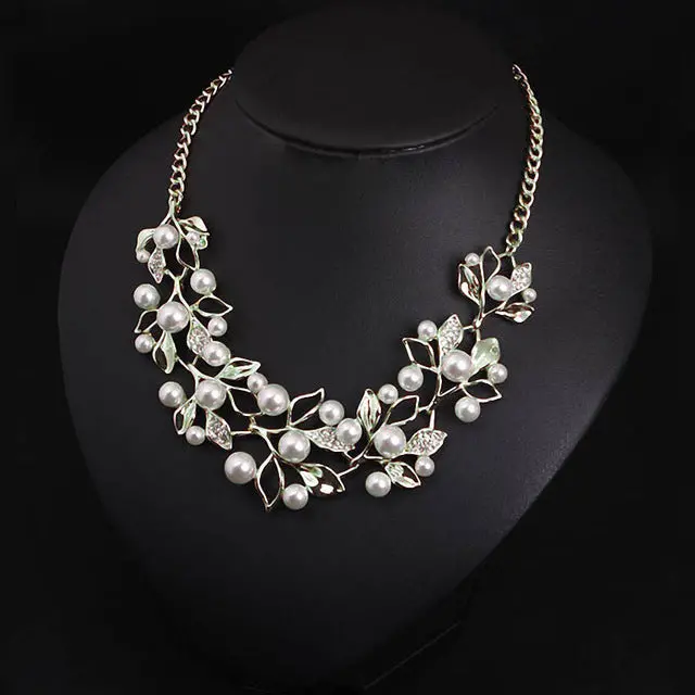 Match-Right Simulated Pearl Necklaces & Pendants Leaves Statement Necklace Women Collares Ethnic Jewelry For Personalized Gifts 2