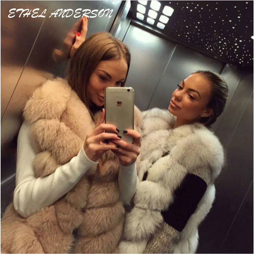 100% Real Fox Fur Vest Natural Whole Fox Fur Vest Gilet Women Regular Standard Covered Button Design Jackets Coat Plus Size 3Xl 1