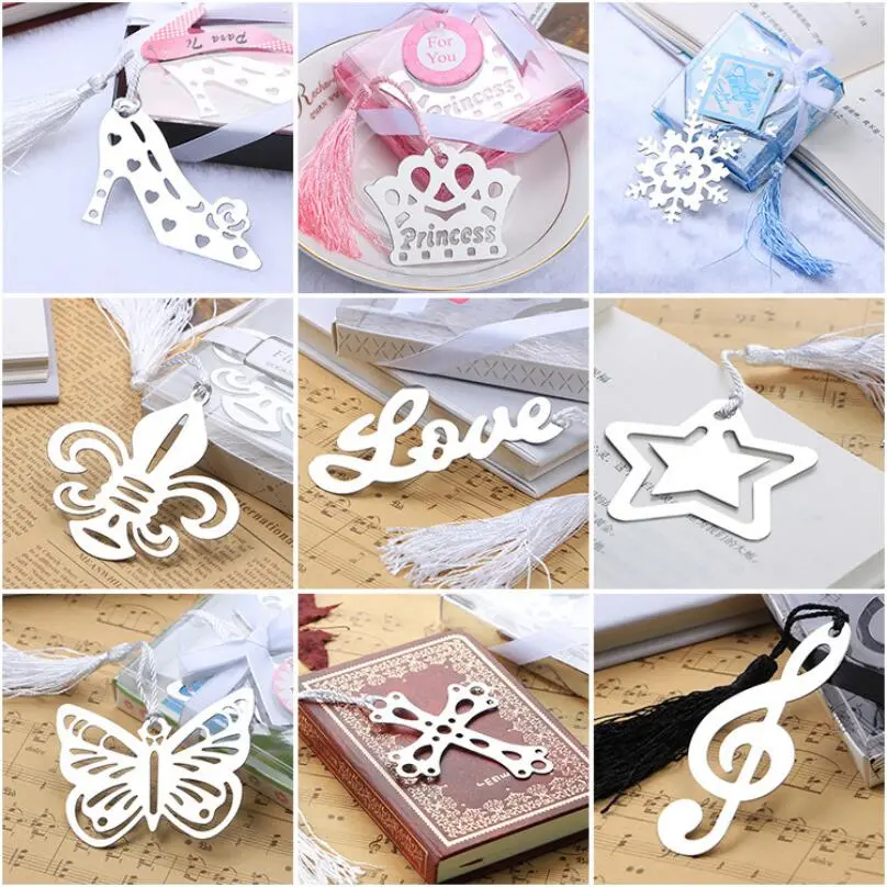 Metal Bookmark With Tassel Book Markers Wedding Souvenirs Baby Shower Party Favors With   Gifts Box Packaging 23 Designs 1