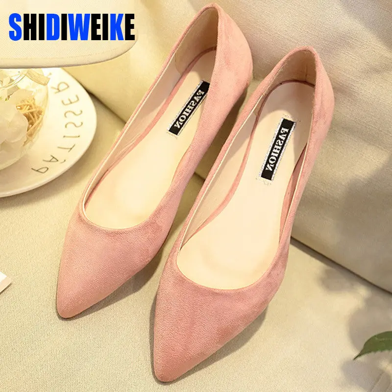 Shidiweike New Women Suede Flats Fashion High Quality Basic Mixed Colors Pointy Toe Ballerina Ballet Flat Slip On Shoes B587 1