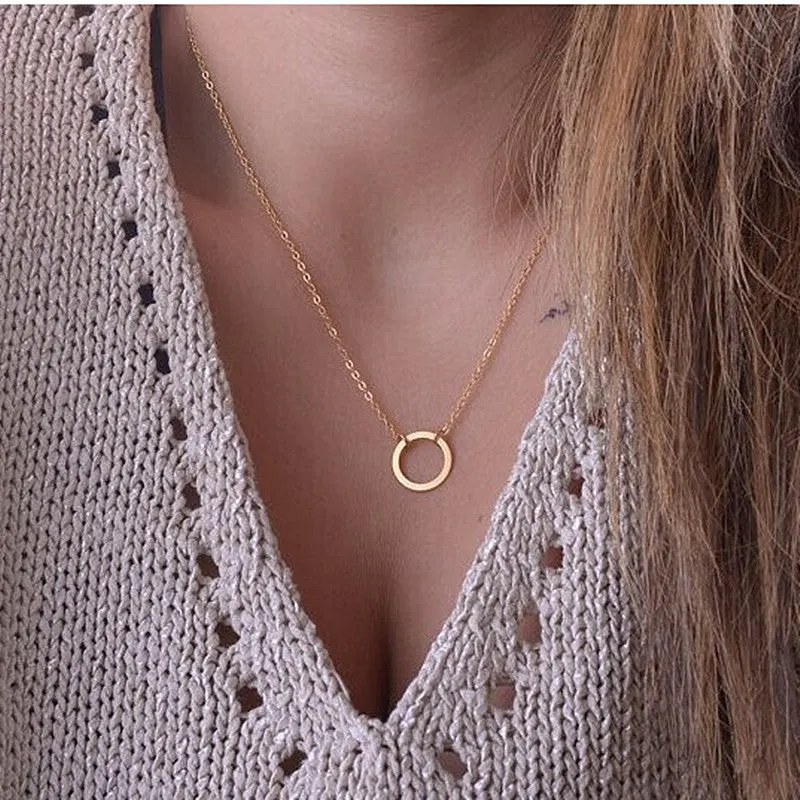Circle Pendants Necklaces Eternity Collares Minimalist Jewelry Dainty Forever Women Necklace Gift 1